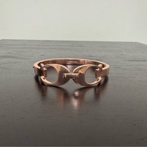 Coach Horsebit Style Signature C Hinged Bangle Bracelet in Rose Gold Tone - NWOT